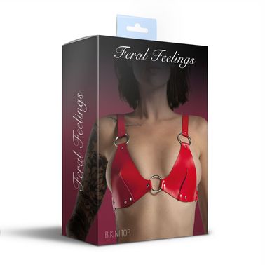 Лиф из натуральной кожи Feral Feelings - Bikini Top Red, Красный, Червоний