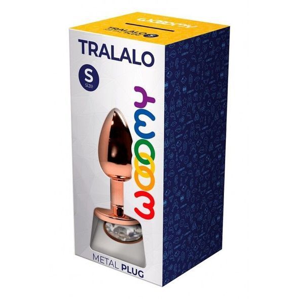 Металева анальна пробка Wooomy Tralalo Size S, діаметр 2,8 см, довжина 7 см, Рожеве золото, S, Рожеве золото