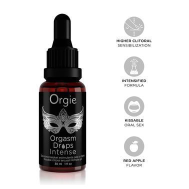 Збуджувальні краплі для клітора Orgie Orgasm Drops Kissable, 30 мл, тепло-холод, яблуко