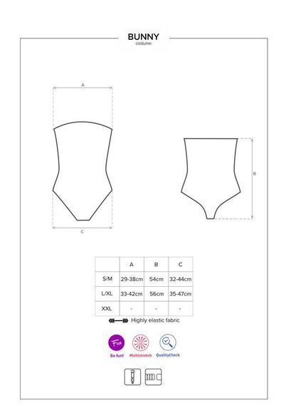 Эротический костюм кролика Obsessive Bunny costume S/M, black, боди, чокер, гартеры, чулки, маска