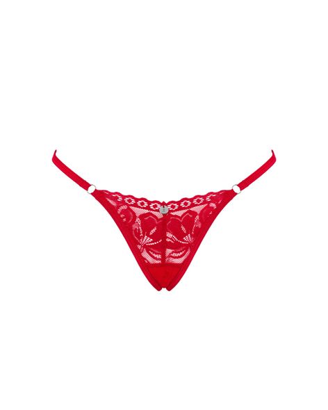 Мереживні стрінги Obsessive Lacelove thong M/L Red, низька посадка