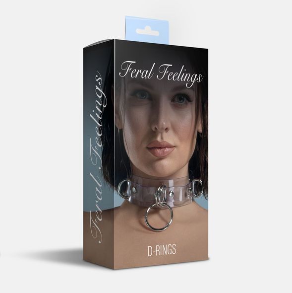 Ошейник для фиксации Feral Feelings - D-Rings Trasparent, Прозорий, Прозорий