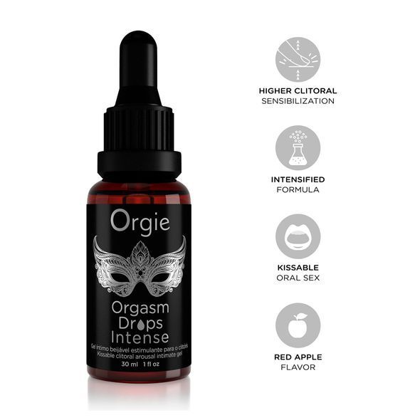 Збуджувальні краплі для клітора Orgie Orgasm Drops Kissable, 30 мл, тепло-холод, яблуко