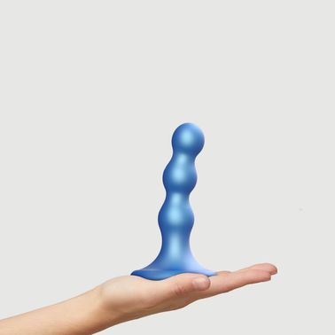 Насадка для страпона Strap-On-Me Dildo Plug Balls Blue Metallic XXL, Голубой, S, Блакитний