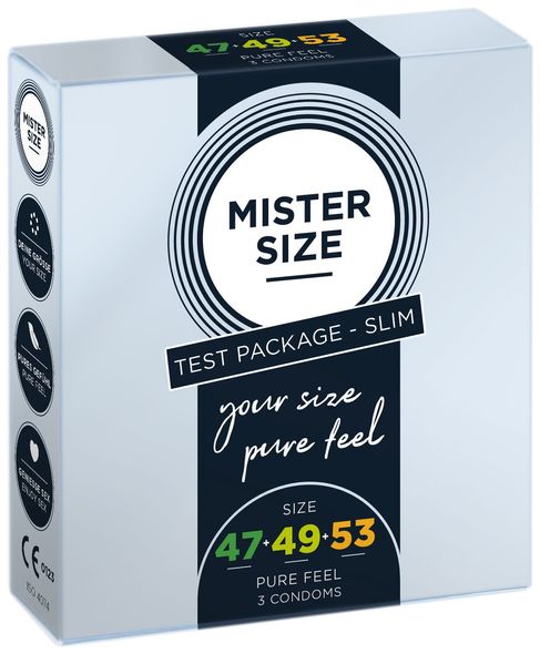 Набор презервативов Mister Size - pure feel - 47–49–53 (3 condoms), 3 размера, толщина 0,05 мм