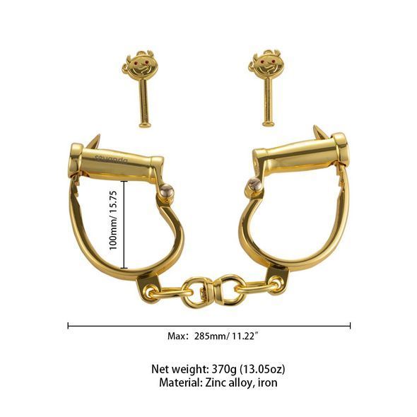 Наручники LOCKINK Love-slave Handcuffs, золотисті, металеві, у формі стремен