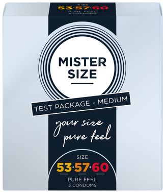 Набор презервативов Mister Size - pure feel - 53–57–60 (3 condoms), 3 размера, толщина 0,05 мм