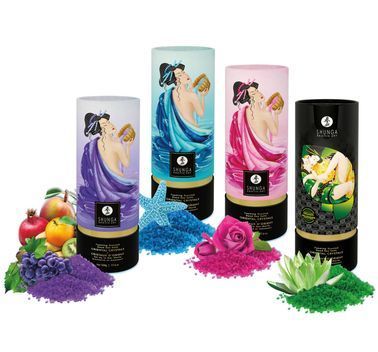 Пенящаяся соль для ванны Shunga Dead Sea salt Oriental Crystals &mdash; Exotic Fruits (500 г), соль Мертво