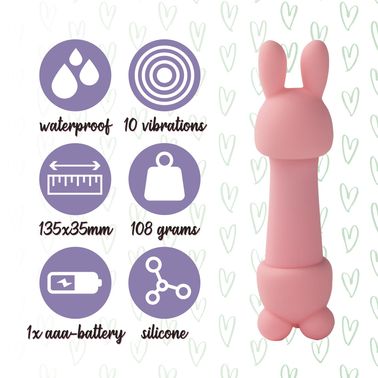 Мини-вибратор FeelzToys Mister Bunny Pink с двумя насадками