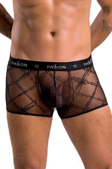 Чоловічі прозорі боксери Passion 032 Short James S/M Black, сітка