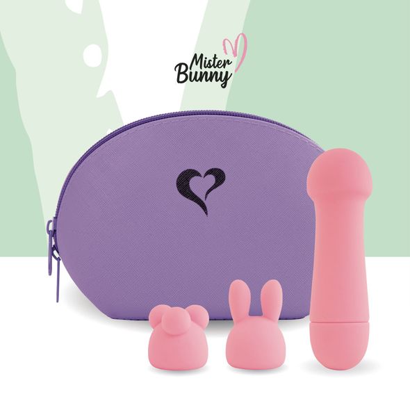 Мини-вибратор FeelzToys Mister Bunny Pink с двумя насадками