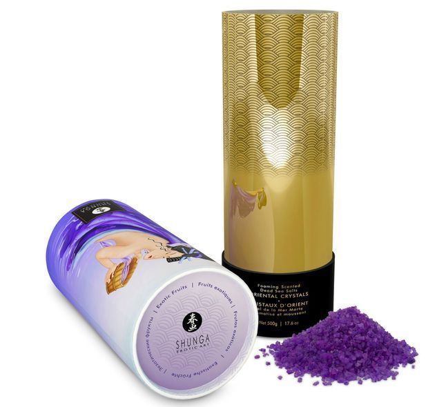 Пенящаяся соль для ванны Shunga Dead Sea salt Oriental Crystals &mdash; Exotic Fruits (500 г), соль Мертво