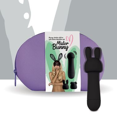 Мини-вибратор FeelzToys Mister Bunny Black с двумя насадками