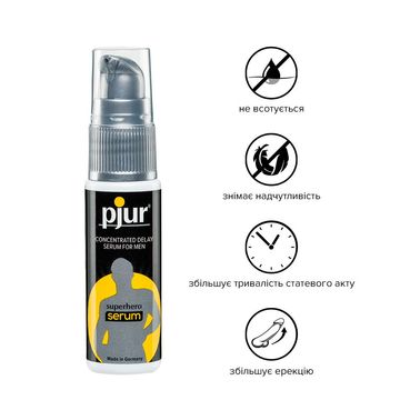 Пролонгирующий гель pjur Superhero Serum 20 мл, создает невидимую пленку снижающую чувствительность