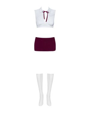 Еротичний костюм студентки Obsessive Student 4 pcs costume S/M, топ, спідниця, стринги, гольфи