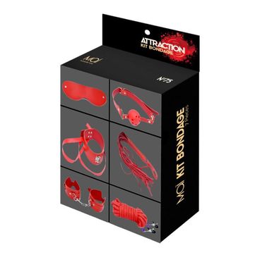 Набор MAI BDSM STARTER KIT Nº 75 Red: плеть, кляп, наручники, маска, ошейник, веревка, зажимы