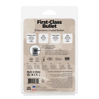 Вибропуля PowerBullet First-Class Bullet 2.5&Prime; with Key Chain Pouch, Silver, 9 режимов вибрации, Серебристый, Сріблястий