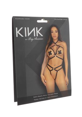 Стрепи-портупея з чокером Leg Avenue Satin elastic harness teddy, One size, Black