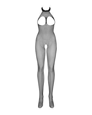 Бодистокинг из мелкой сетки с открытой грудью и доступом Obsessive Bodystocking N101 S/M/L, черный,
